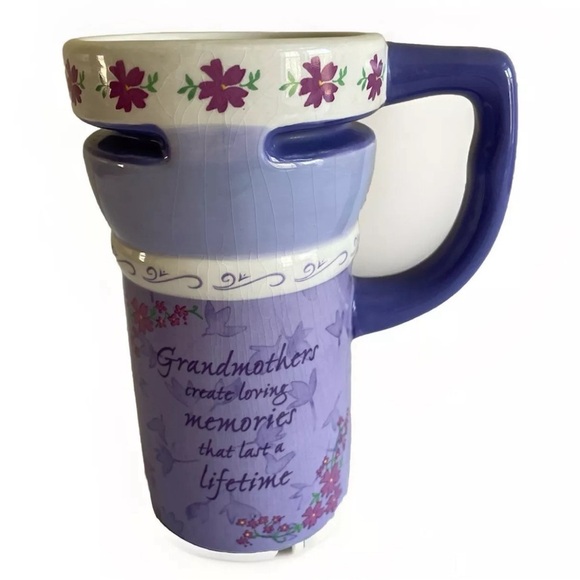 Grandmother Coffee Mug Porcelain 14oz Coffee Cup Cocoa Whimsical Nonslip Floral - Picture 2 of 4